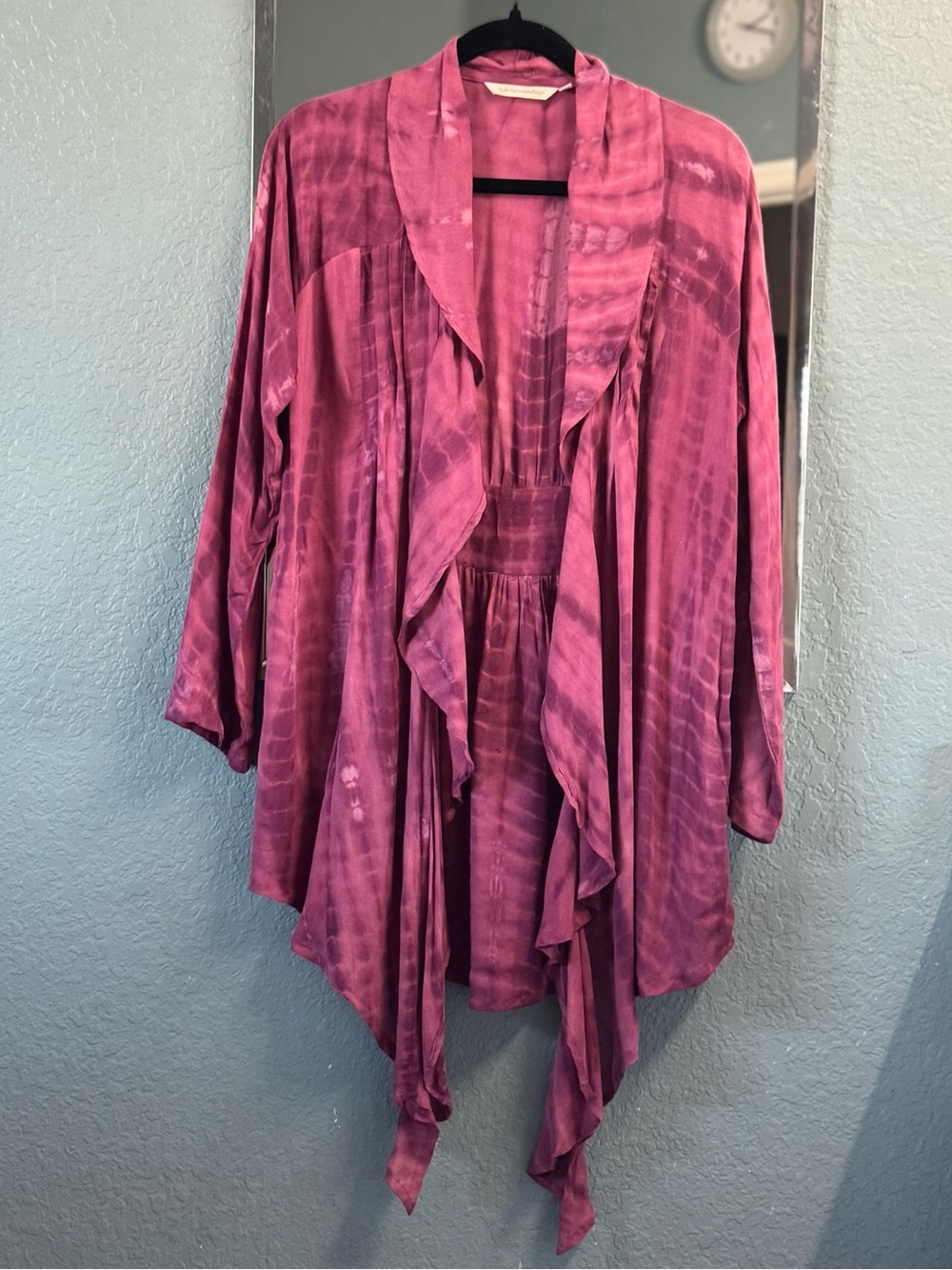 Soft Surroundings Bali Boho Mauve Draped Waterfall Tunic Size S